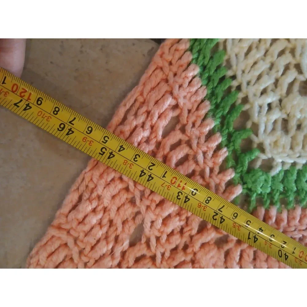 Vintage Hand Knit Chevron Pattern Afghan Throw Blanket 72 X 45‎ Pink Green White